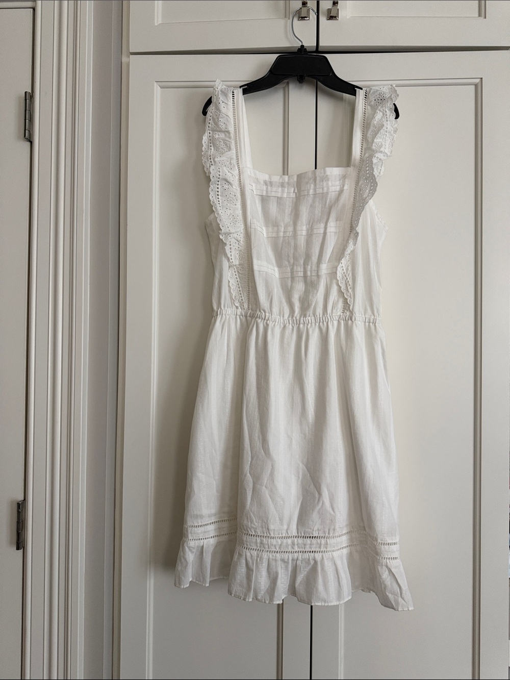 Scotch & Soda White Eyelet Ruffle Mini Dress